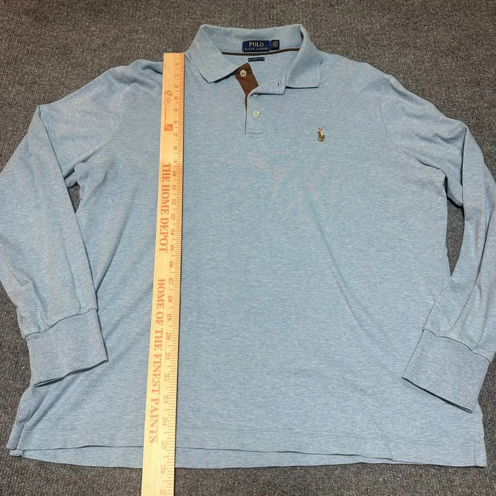 Polo Ralph Lauren Mens Blue Long Sleeve Classic Fit Polo Shirt Large
